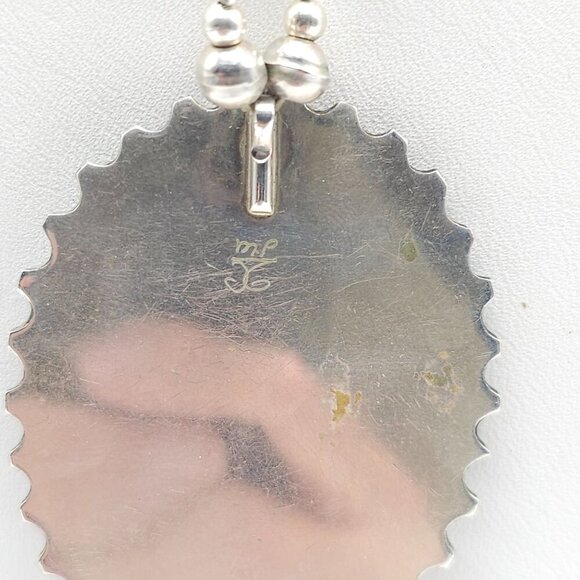 Vintage Artist Signed Abalone Sterling Silver Pendant Necklace Unique Design - Picture 3 of 7